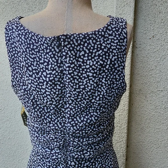Connected Navy/ White Polka-Dot Dress - Size 12 - Picture 6 of 11